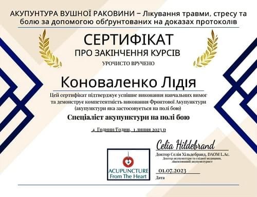 Спеціаліст акупунктури на полі бою Лідія Коноваленко